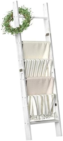 Blanket Ladders for the Living Room, Blanket Holder 6-Tier White