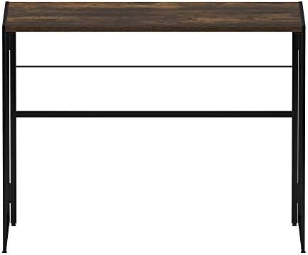 FURINNO Riau No Tool/No Assembly/Folding Metal Frame Computer Desk, Rustic Oak/Black