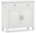 SIMPLIHOME Connaught 40" Wide Solid Wood Storage Cabinet in White