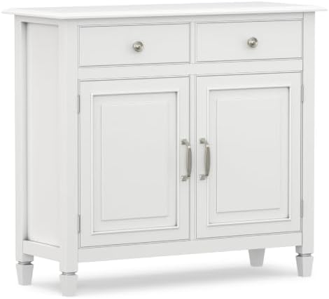 SIMPLIHOME Connaught 40" Wide Solid Wood Storage Cabinet in White