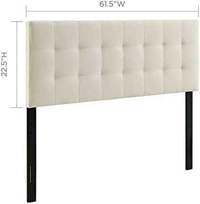 Modway Lily Tufted Linen Fabric Upholstered Queen Headboard in Ivory