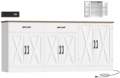 HOSTACK 71" W Kitchen Buffet Cabinet with Storage, Large Coffee Bar Cabinet