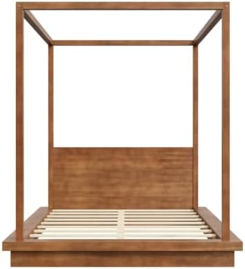 Queen Size Canopy Bed with Headboard (Brown)