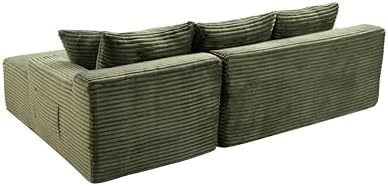 95" L-Shaped Right Facing Cloud Sectional Couch for Living Room, Modular Compressed Boneless Sectional Sofa Corduroy Boneless Corner Foam Sofa W/Chaise Lounge and Pillows