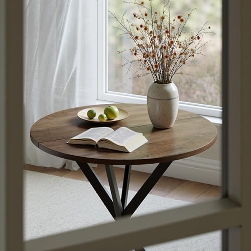 Unovivy 31.5" Small Round Dining Table for 2-4 Natural Oak Dinner Table