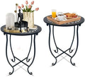 Round Side Table Set of 2, Metal Patio Side Tables End Tables