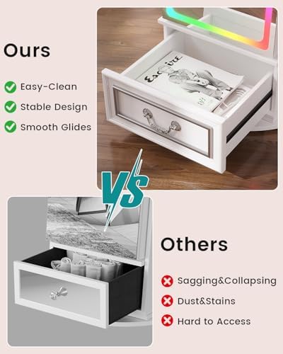 Vlsrka LED Mirror Jewelry Cabinet with Lights, 360° Swivel, White | Lockable Mirror with Storage, Standing Jewelry Armoire Organizer, Touch Screen, RGB Modes for Bedroom, Gift for Women