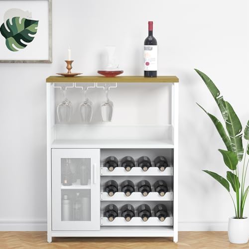 IDEALHOUSE Wine Bar Cabinet with Detachable Wine Rack and Storage Space
