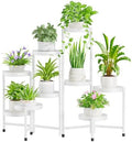 iDavosic.ly Plant Stand Indoor Outdoor, 9 Tier Metal Corner Shelf, White