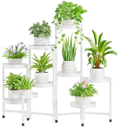 iDavosic.ly Plant Stand Indoor Outdoor, 9 Tier Metal Corner Shelf, White