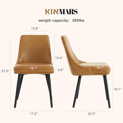 kinmars Kitchen & Dining Leather Dining Chairs Set of 4, Brown