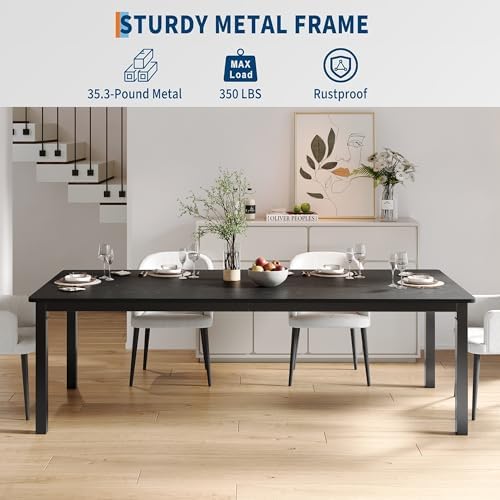 GarveeHome 78in Industrial Dining Table for 6-8 People, Long Kitchen Table