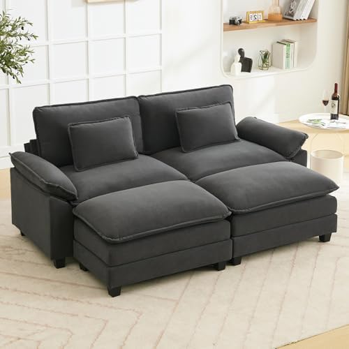 Oprisen 86" Modular Sectional Sofa, Comfy Deep Cloud Couch with Ottoman