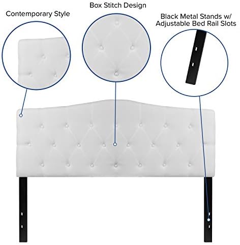 EMMA + OLIVER White Queen Tufted Headboard