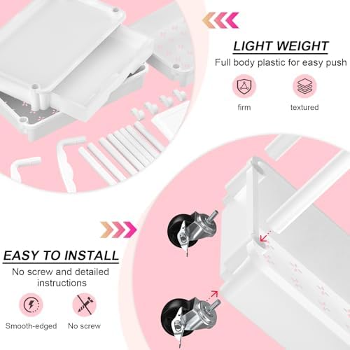 Goovilla 4 Tier Rolling Utility Cart Organizer with Removable Drawer, White
