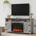 YESHOMY Farmhouse Fireplace TV Stand for TVs up to 65+ Inch, Grey Wash