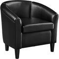 Topeakmart Faux Leather Club Chair, Modern Accent Chair, Black