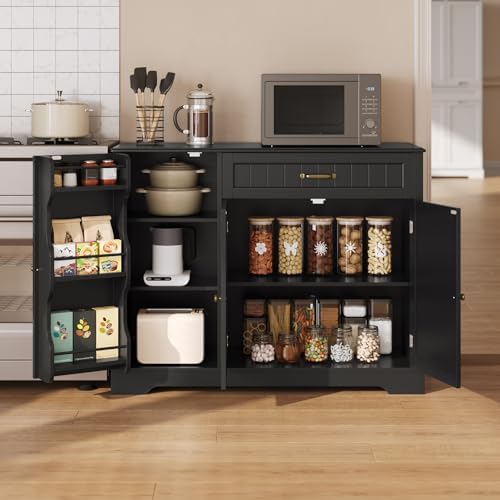 Gizoon Kitchen Sideboard Buffet Cabinet with Storage, Black