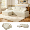 Modular Sectional Sofa, Convertible Sofa Bed, No Assembly Required Cloud Couch with Deep Seat, Modern L-Shaped Boneless Sofa for Living Room (Beige)