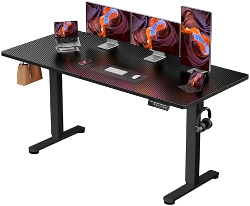ErGear Height Adjustable Electric Standing Desk, 55 x 28 Inches Sit Stand up Desk, Memory Computer Home Office Desk, Carbon Fiber Black