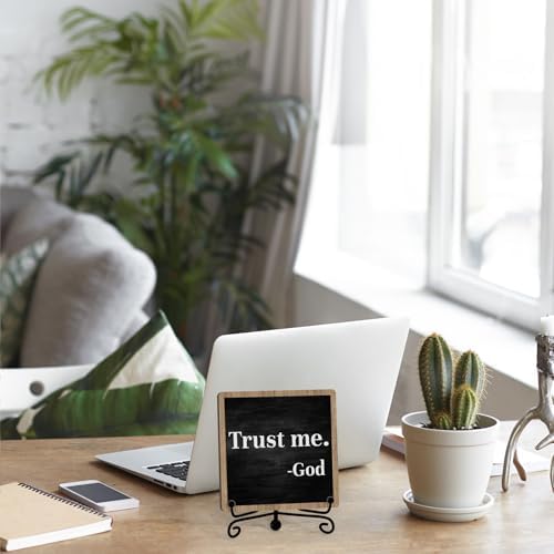 Home Decor, Farmhouse Shelf Decor For Living Room, Boho Aesthetic Table Decorations, Christian Gifts For Women Men, Entryway Tv Stand Fireplace Mantle Coffee Table Decoration (trust-01)