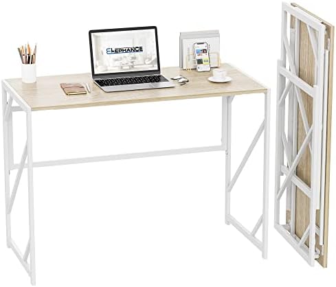 Elephance Folding Desk Writing Computer Desk for Home Office No-Assembly