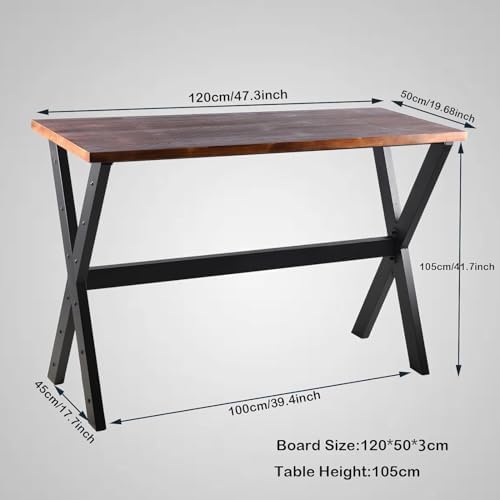 Bar Table, 47.24"L×41.33"H Bar Height Pub Table High Top Rectangular Sofa Console Table Kitchen Dining Coffee Table, for Narrow Space, Living Room, Indoor, Rustic Brown Wood, Industrial Black Metal