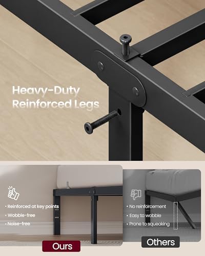 VASAGLE Twin Metal Bed Frame, 14 Inches Tall, 550 lb Weight Capacity