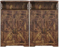 Farmhouse Storage Cabinet Set of 2, Small Kitchen Pantry Coffee Bar Cabinet