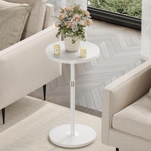 Asgolion Round Side Table, Small Adjustable-Height Drink Table
