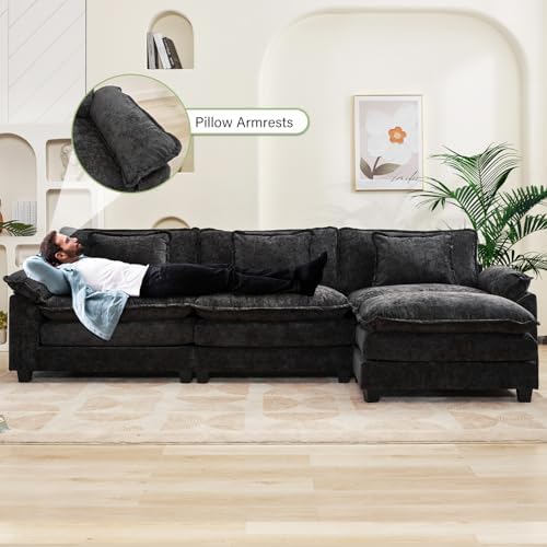 Oprisen 120" Modular Sectional Sofa, Comfy Deep Cloud Couch with Ottoman