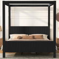 King Size Canopy Bed with Upholstered Headboard & Footboard, Black