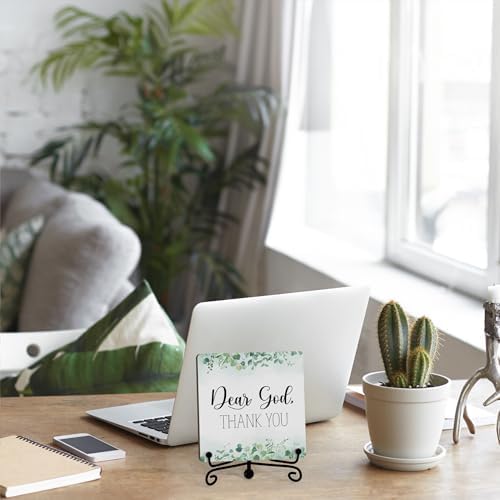 Modern Farmhouse Decor, Home Decor For Living Room, Boho Chic Aesthetic Shelf Decorations, Christian Eucalyptus Dear God Sign, Farm House Entryway Tv Stand Fireplace Coffee Table Decoration (10)