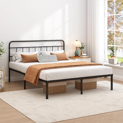 Full Bed Frame with Classin Headboard, Black