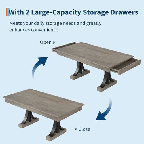 Garvee Farmhouse Dining Table for 4-6, 63-Inch Dining Table