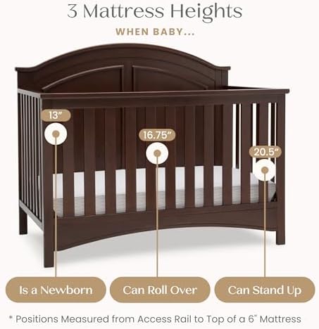 Delta Children Perry 6-in-1 Convertible Crib & Mattress, Walnut Espresso