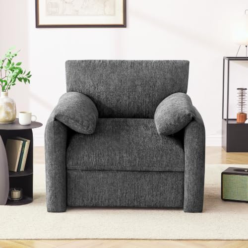 Howjoe 2 Pack Accent Chair for Living Room, Oversized Armchair, Gray
