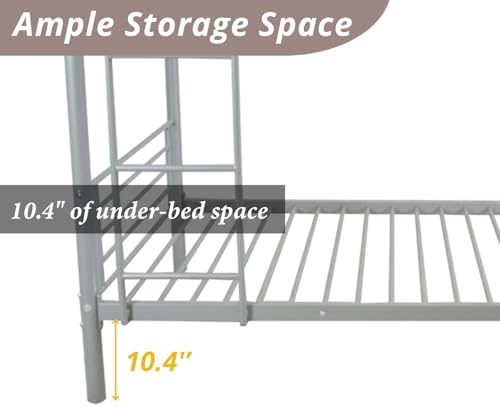 Karl home Metal Bunk Bed Twin Over Twin with Built-in Ladder, Black
