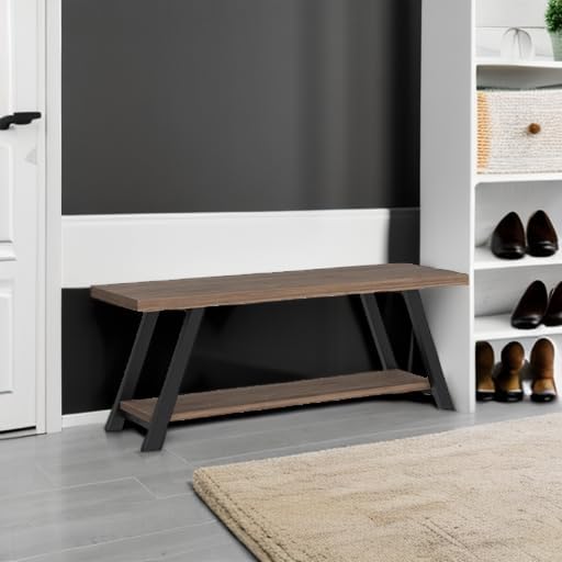 LVB Entryway Bench with Storage, Wood Bench for Entryway, 47 in