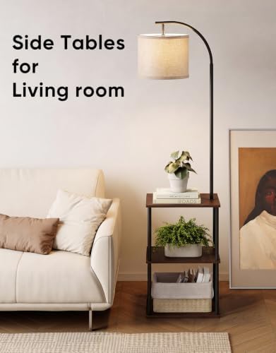 Floor Lamp with Table 2-Pack, Nightstands End Side Table for Living Room