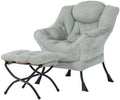 Tiita Lazy Chair with Ottoman, Comfy Reading Accent Chair, Plush Green