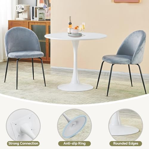 31.5" Tulip Round Dining Table with Metal Pedestal White