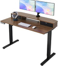 HUANUO 47.2" X 23.6" Electric Standing Desk with 2 Drawers, C-Clamp Mount Compatible, Height Adjustable Computer Desk, Home Office Stand Up Desk with 4 Preset Heights & 2 Hooks, Walnut