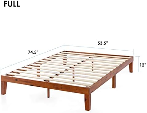 Mellow Naturalista Classic 12-Inch Solid Wood Platform Bed | Wooden Slats, No Box Spring Needed, Easy Assembly | Full, Cherry