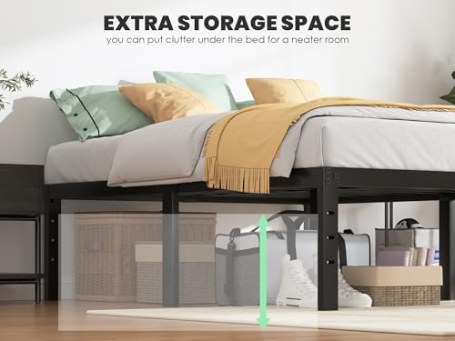 QEROMY Twin Bed Frame - 18 in Sturdy Platform Bed Frame Twin Size