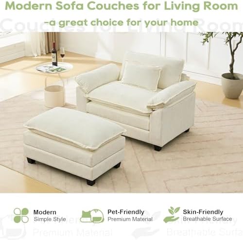 Oprisen 53" Modular Sectional Sofa, Comfy Deep Cloud Couch with Ottoman