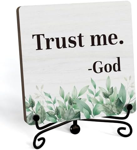 Home Decor, Farmhouse Shelf Decor For Living Room, Boho Aesthetic Table Decorations, Christian Gifts For Women Men, Entryway Tv Stand Fireplace Mantle Coffee Table Decoration (trust-06)