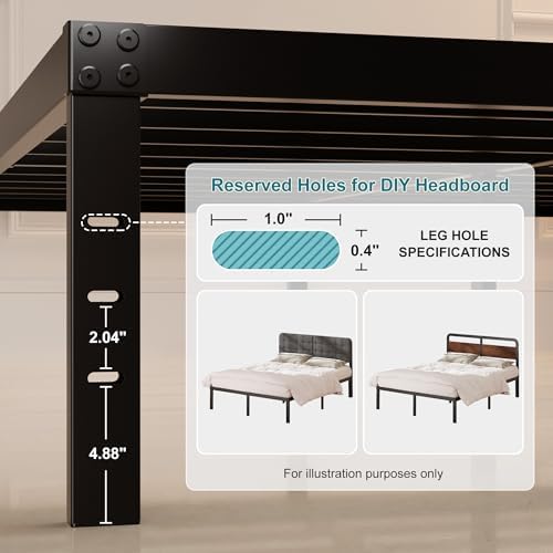 Maenizi King Size Bed Frame, 12 Inch Heavy Duty King Platform Bed Frame