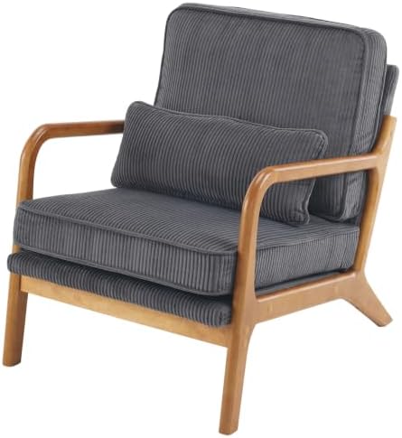 Karl home Mid-Century Modern Accent Reading Chair, Dark Grey
