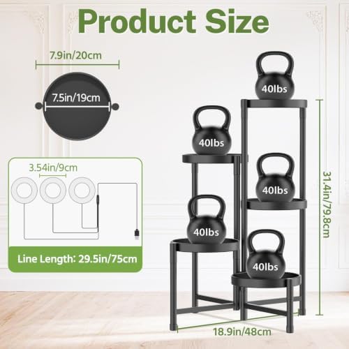 iDavosic.ly Plant Stand Indoor with Grow Lights, 5 Tier Metal Shelf, Black